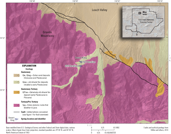 6. Alluvial deposits and felsic plutonic rocks around Desert King Spring.