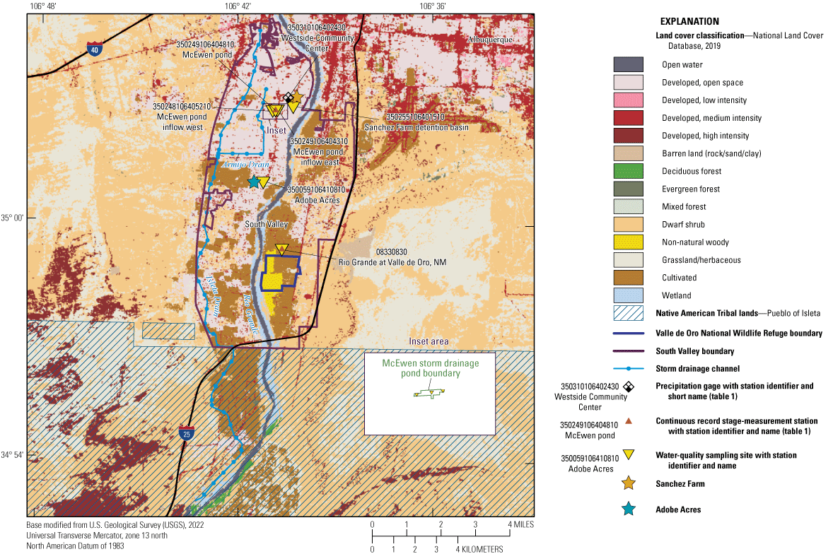 Figure 2. Map of study area in Albuquerque, New Mexico, South Valley neighborhood,
                     and land cover.