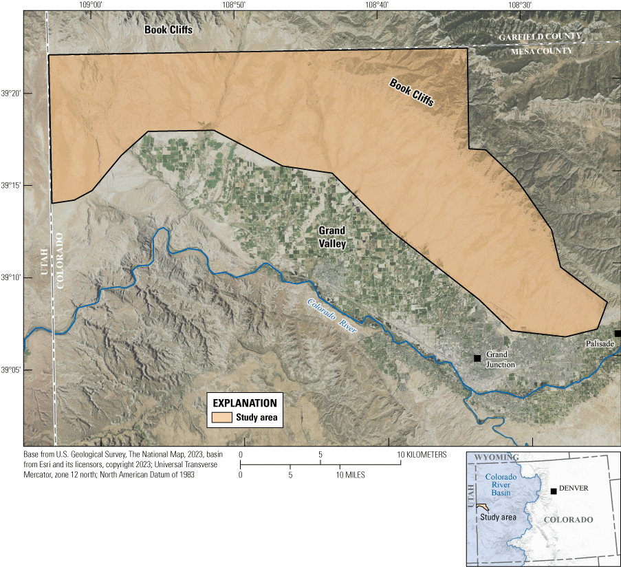 Study area is in the western part of Colorado, in the Colorado River Basin, near the
                     Utah border.