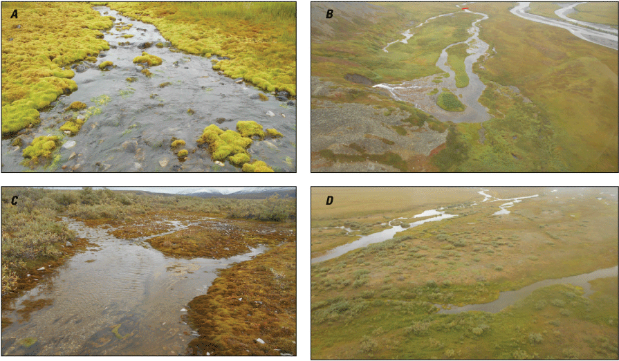 Each image shows varying amounts of generally shallow surface water in channels.