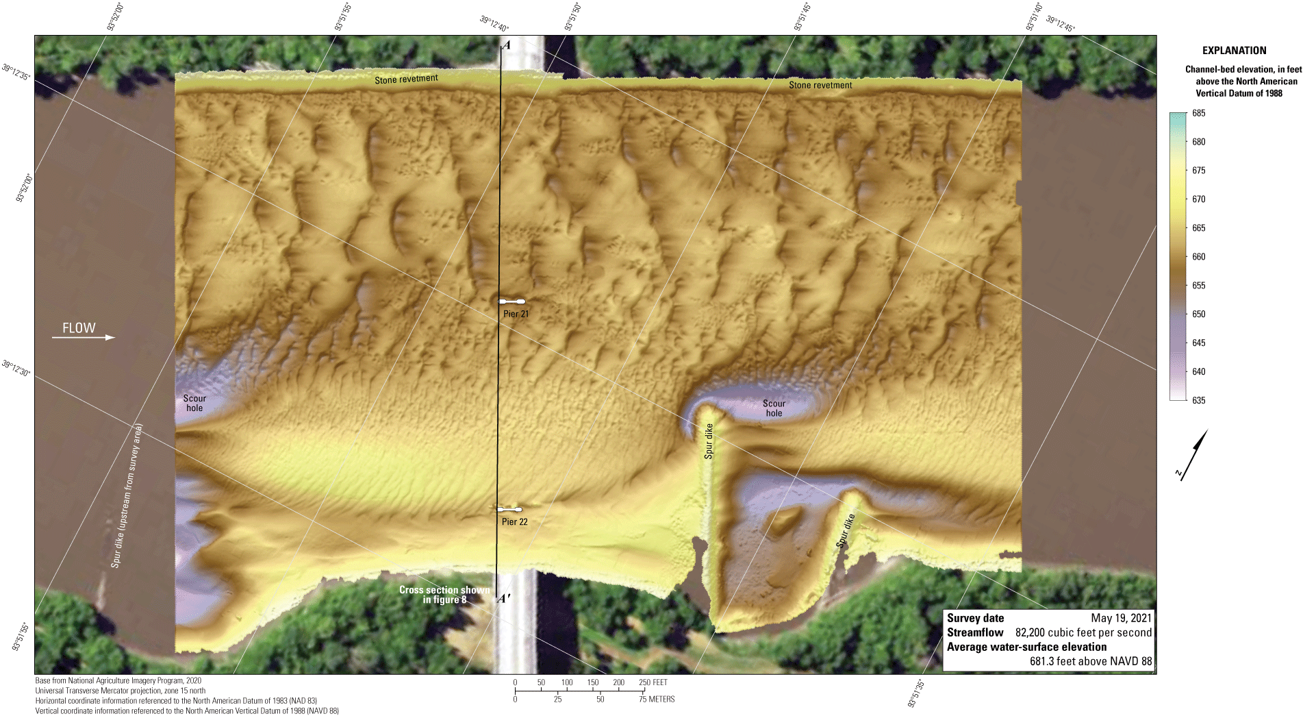 The Missouri River channel bottom at the Missouri Highway 13 bridge at Lexington on
                        May 19, 2021.