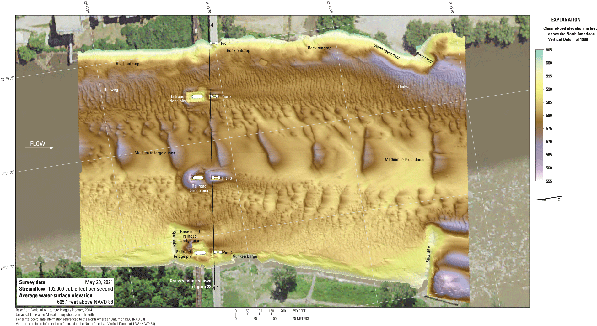 The Missouri River channel bottom at the Missouri Highway 240 bridges at Glasgow on
                        May 20, 2021.