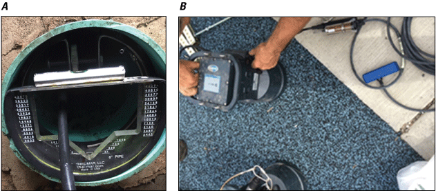 Weir and sensor installation in a sewer drain and the sewer controller.
