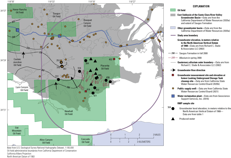 Groundwater elevations range from 251 to 431, alluvium from 372 to 445. Regional groundwater
                     flows primarily move northwest.