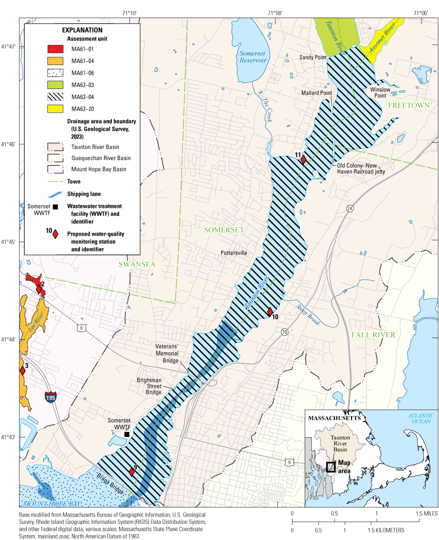 Three proposed water monitoring stations are labeled on the map area as 9, 10, and
                        11.