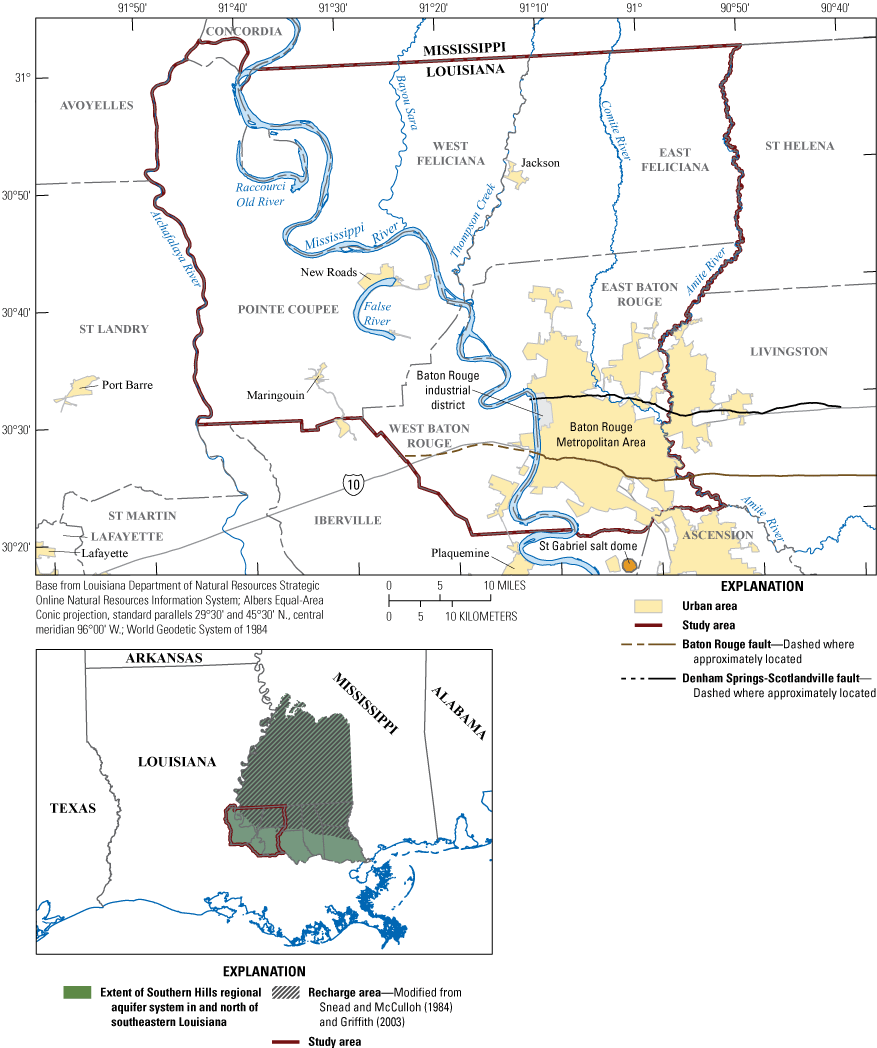 The study area is in Pointe Coupee, West Feliciana, East Feliciana, West Baton Rouge,
                     East Baton Rouge Parishes. 