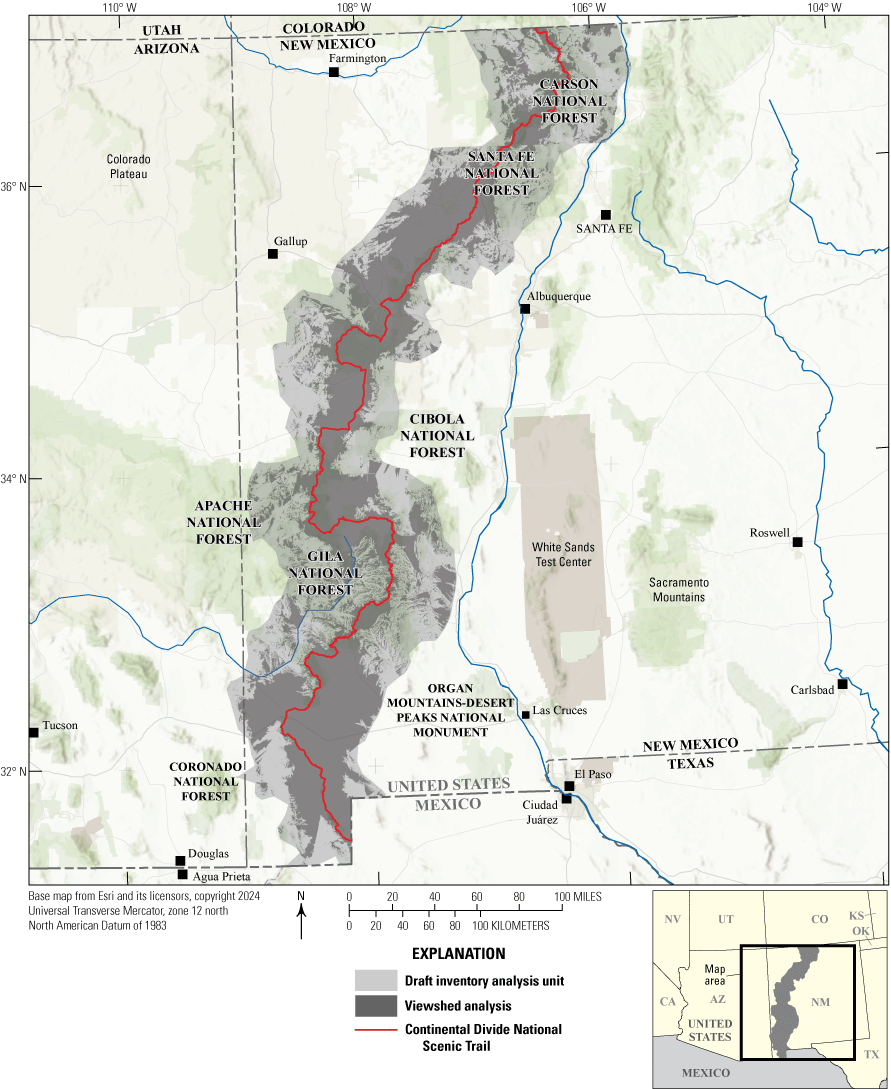 A viewshed analysis for the Continental Divide National Scenic Trail in New Mexico.