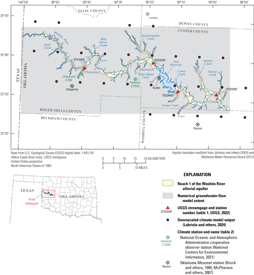 Figure 1. Map shows features in the study area in western Oklahoma