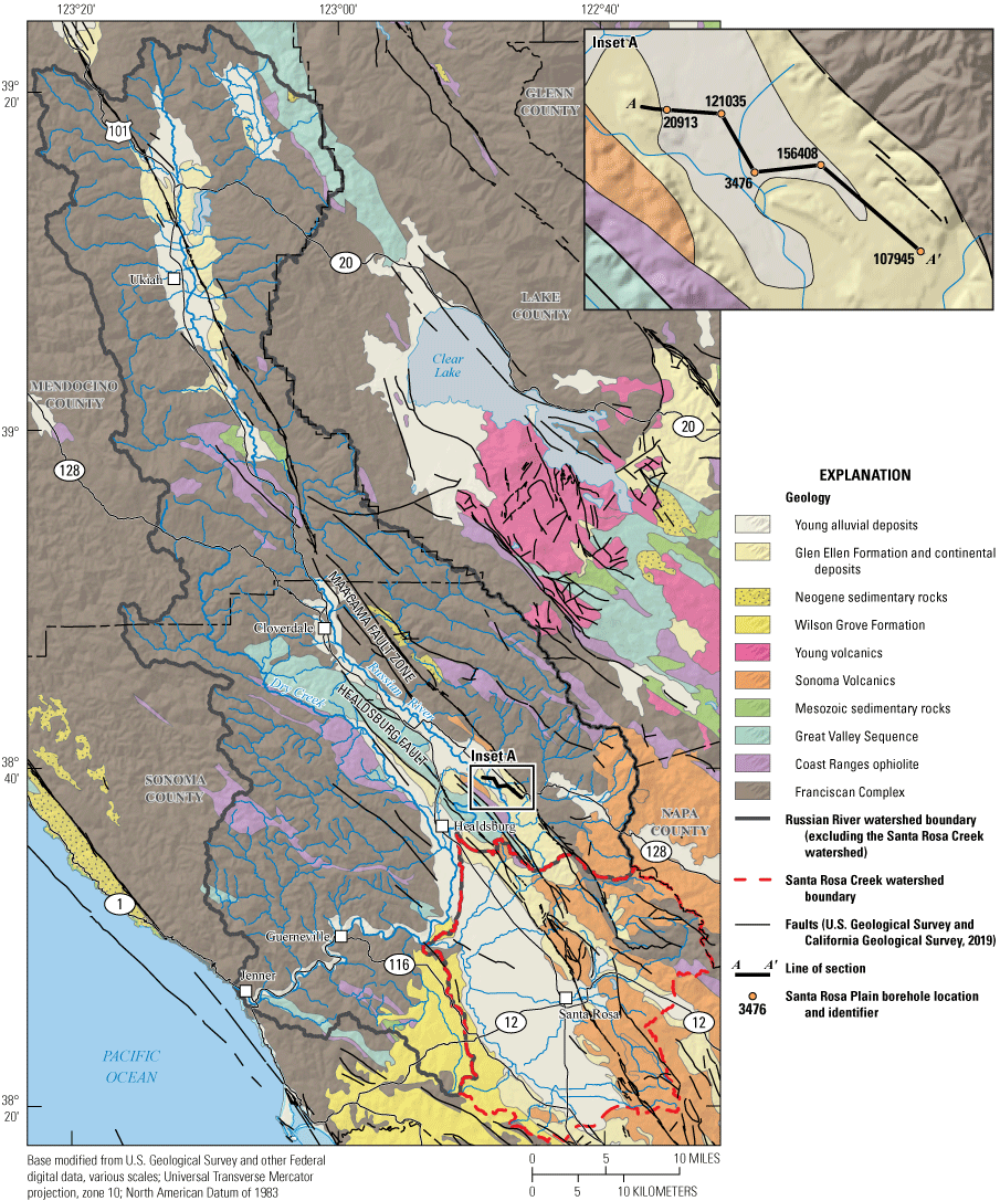 2. Geologic map of study area showing the modeled units and faults.