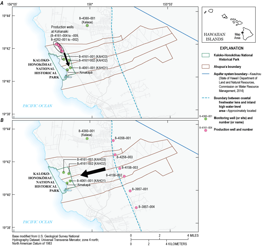 15. Groundwater can conceptually move in a north-to-south and mountain-to-ocean directions
                        in relation to Kaloko-Honokōhau National Historical Park.