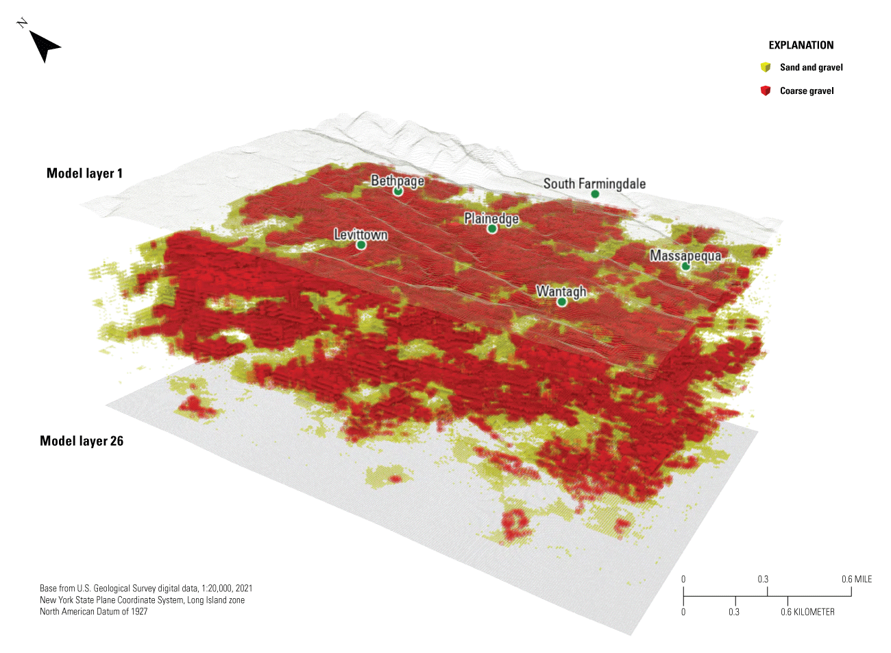 Examining only gravel units indicates potentially interconnected areas within the
                           lithology.