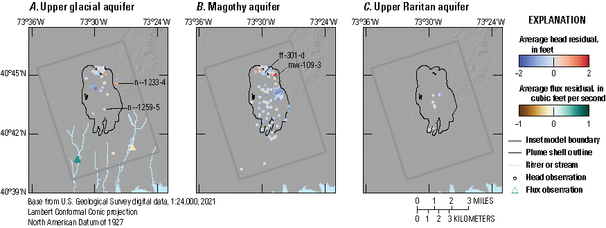 The overall spatial residuals for base flow and heads shows some spatial coherence
                              but limited bias for the Texture model.