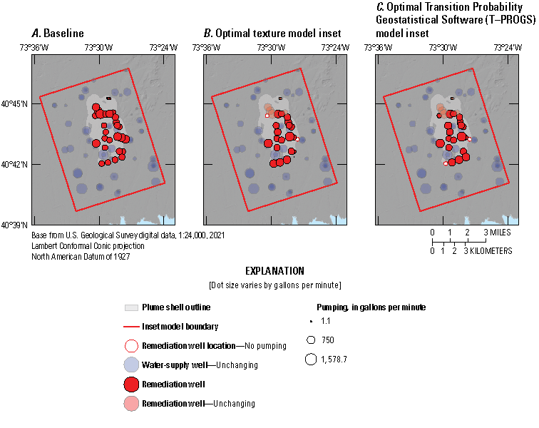 The spatial pattern of optimal pumping solutions are different from the baseline but
                           the constraints on the optimization make the changes subtle.