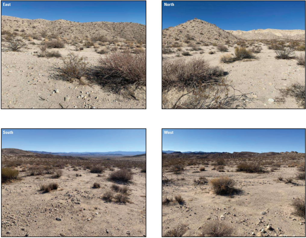 3.6. A desert landscape with many small sandy hills and outcrops (541727 North UTM;
               3883821 East UTM). 