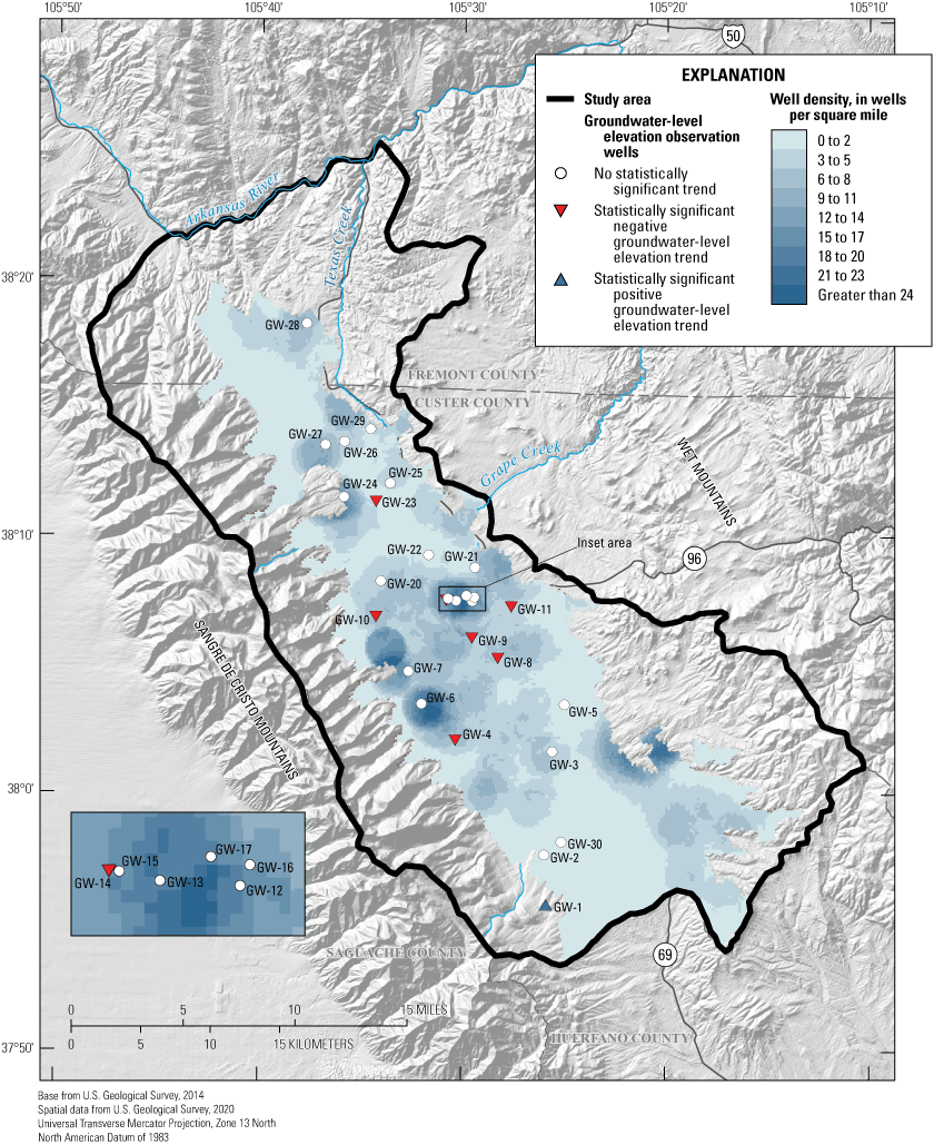Spatial distribution of groundwater-level observation wells. 