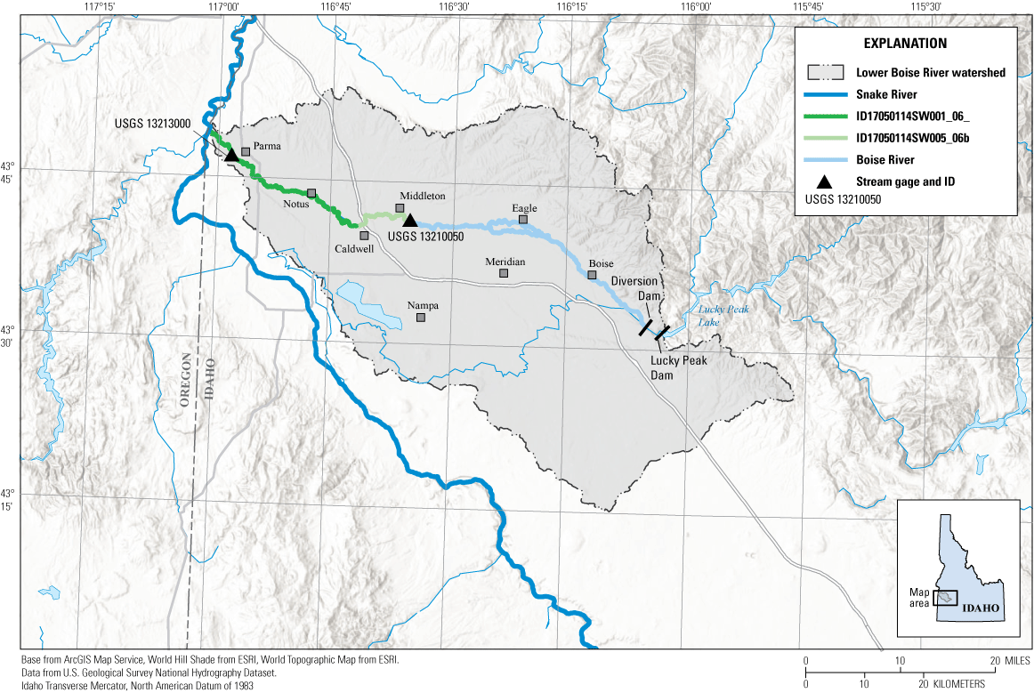 Map showing the Boise River watershed