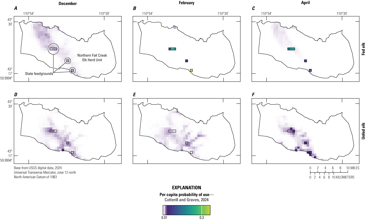 Elk are heavily concentrated around the State feedgrounds when elk are fed.