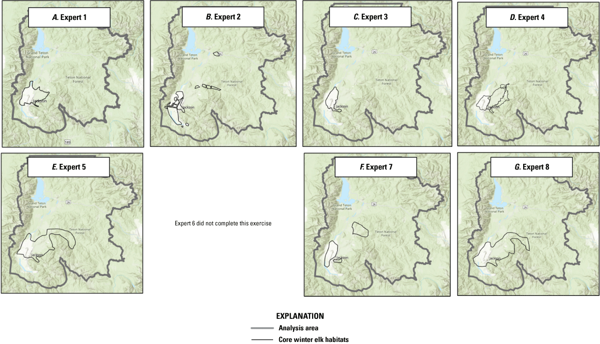 Two out of eight experts predicted similar winter elk habitats.