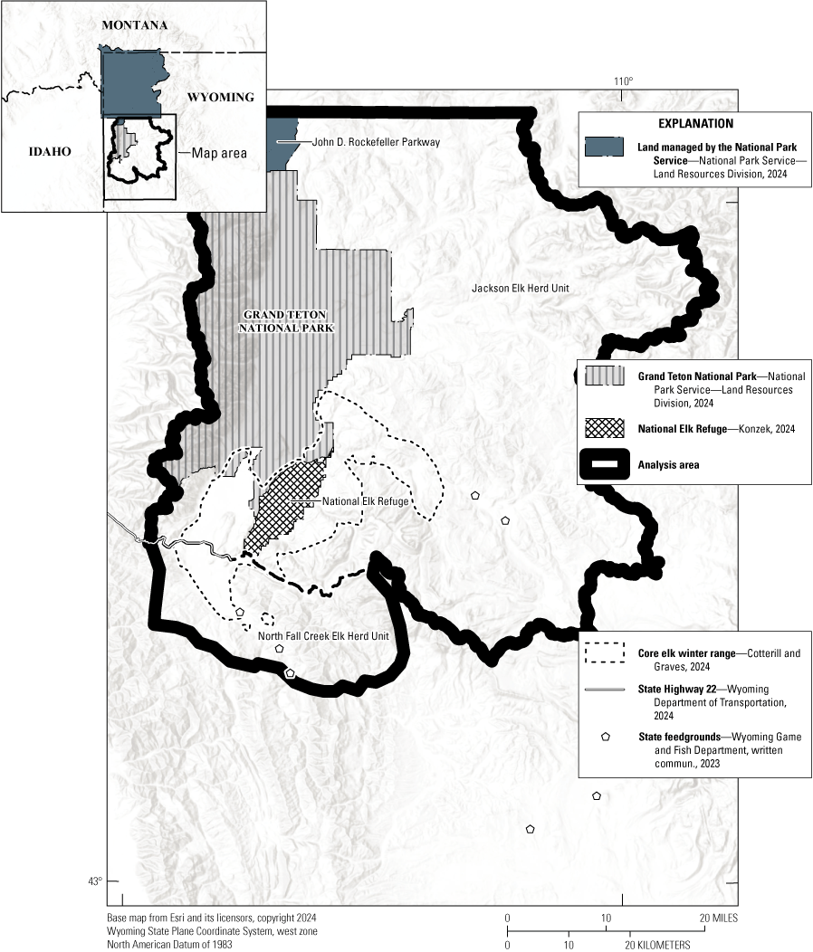 The predicted core elk winter habitat overlaps all of the National Elk Refuge.