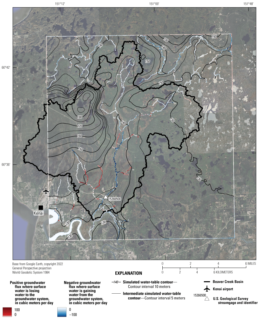 The largest groundwater exchanges are with the streams. Some southern tributaries
                        to Beaver Creek have large sections that lose water to Beaver Creek while the lower
                        main stem shows the largest gains from the groundwater system.