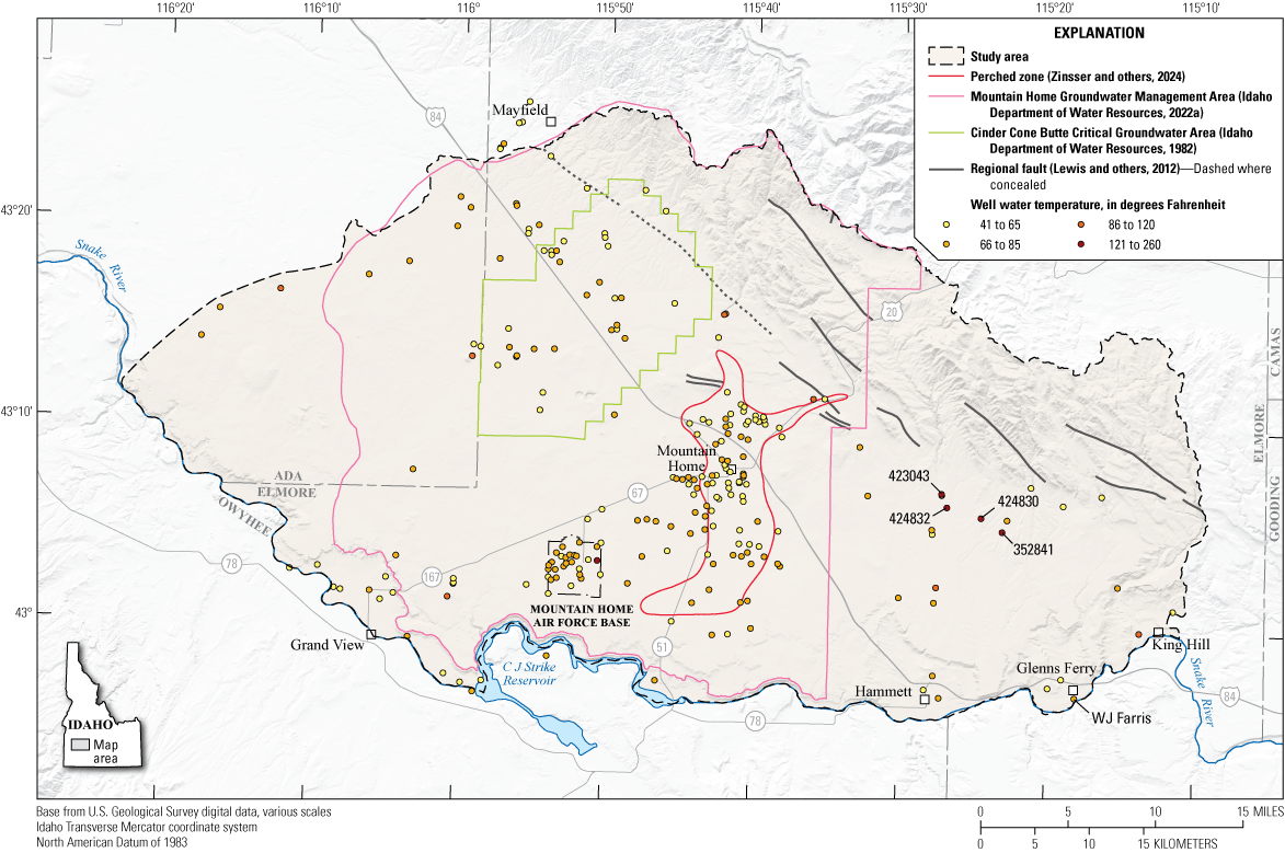 Most geothermal wells are located along the range front subparallel to northwest-trending
faults.