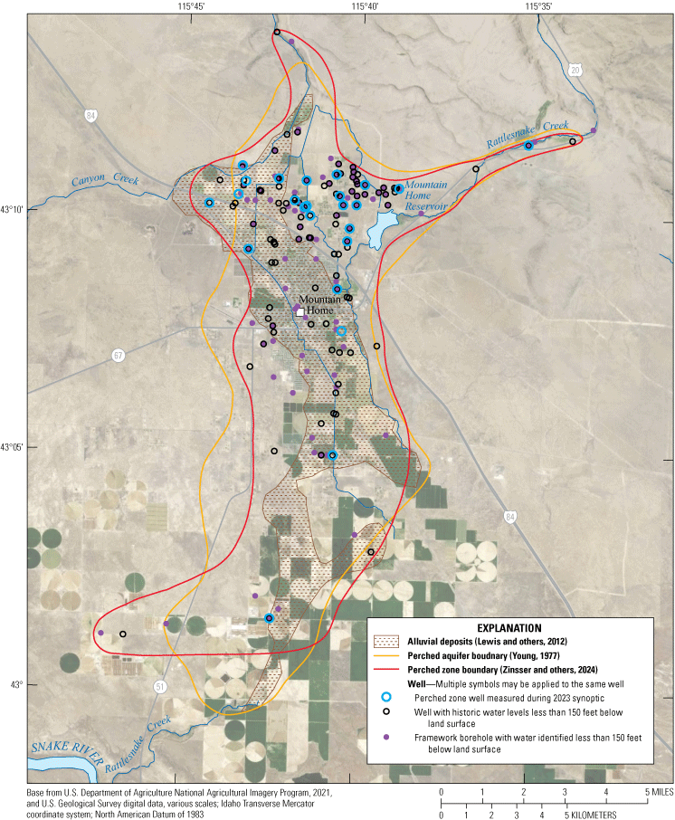 The boundary of the perched groundwater system defined by this study is similar to
the boundary described by Young (1977).