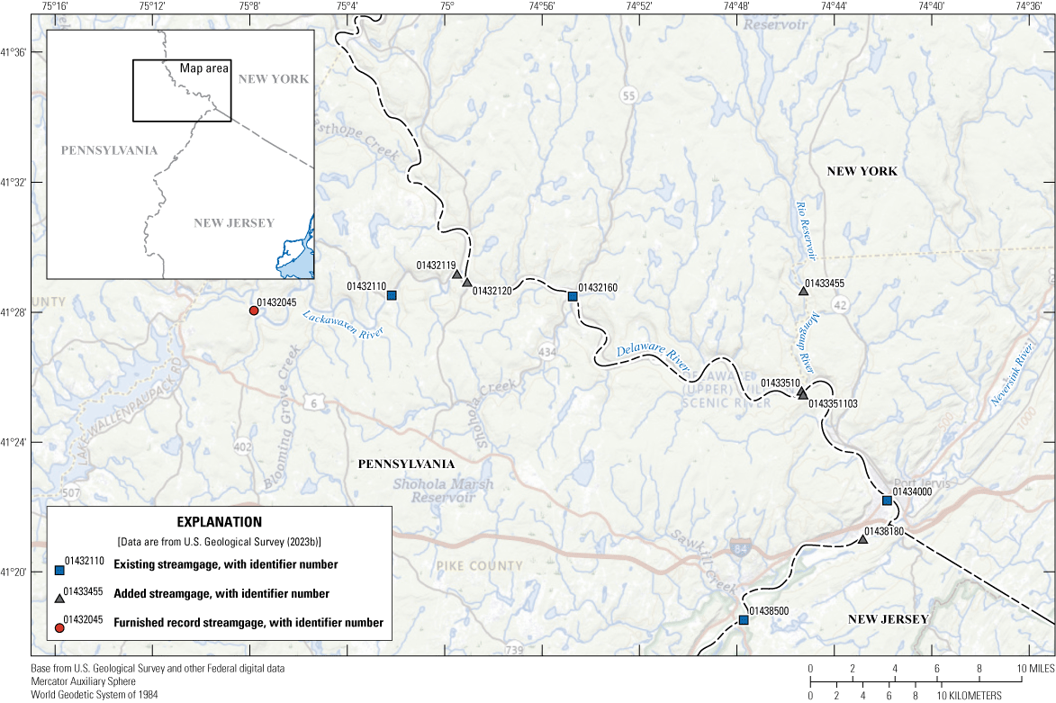 Most of the added streamgages are along the Delaware River.