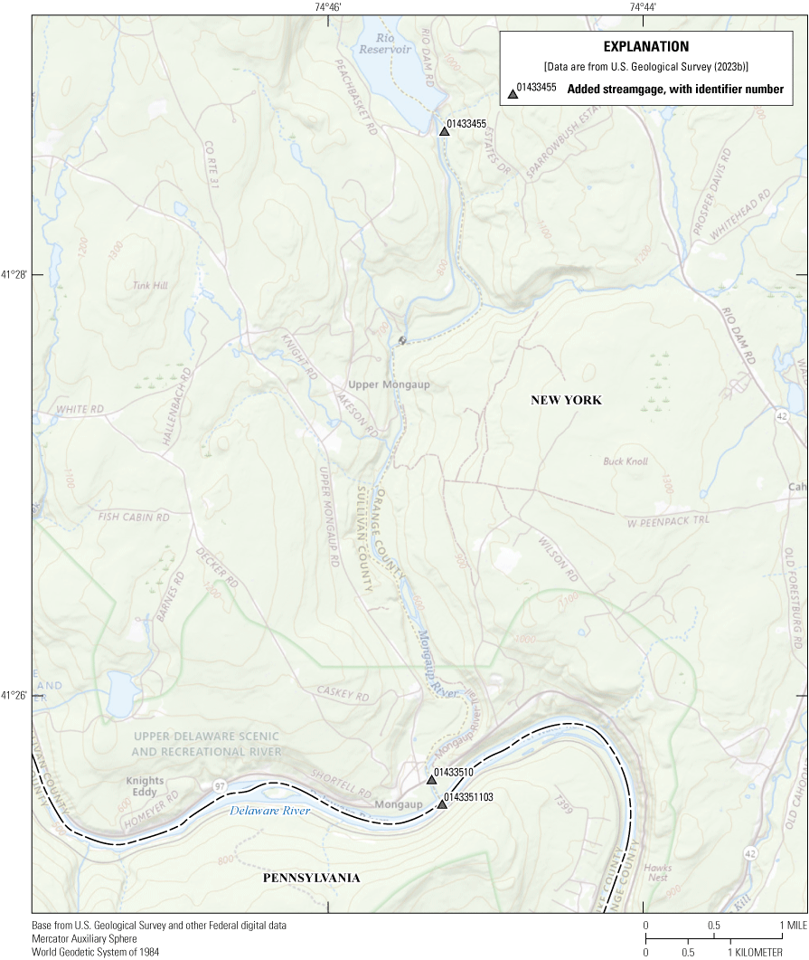 The Mongaup River meets the Delaware River on the Pa. and N.Y. state boundary in the
                        Northeast region of the study area.