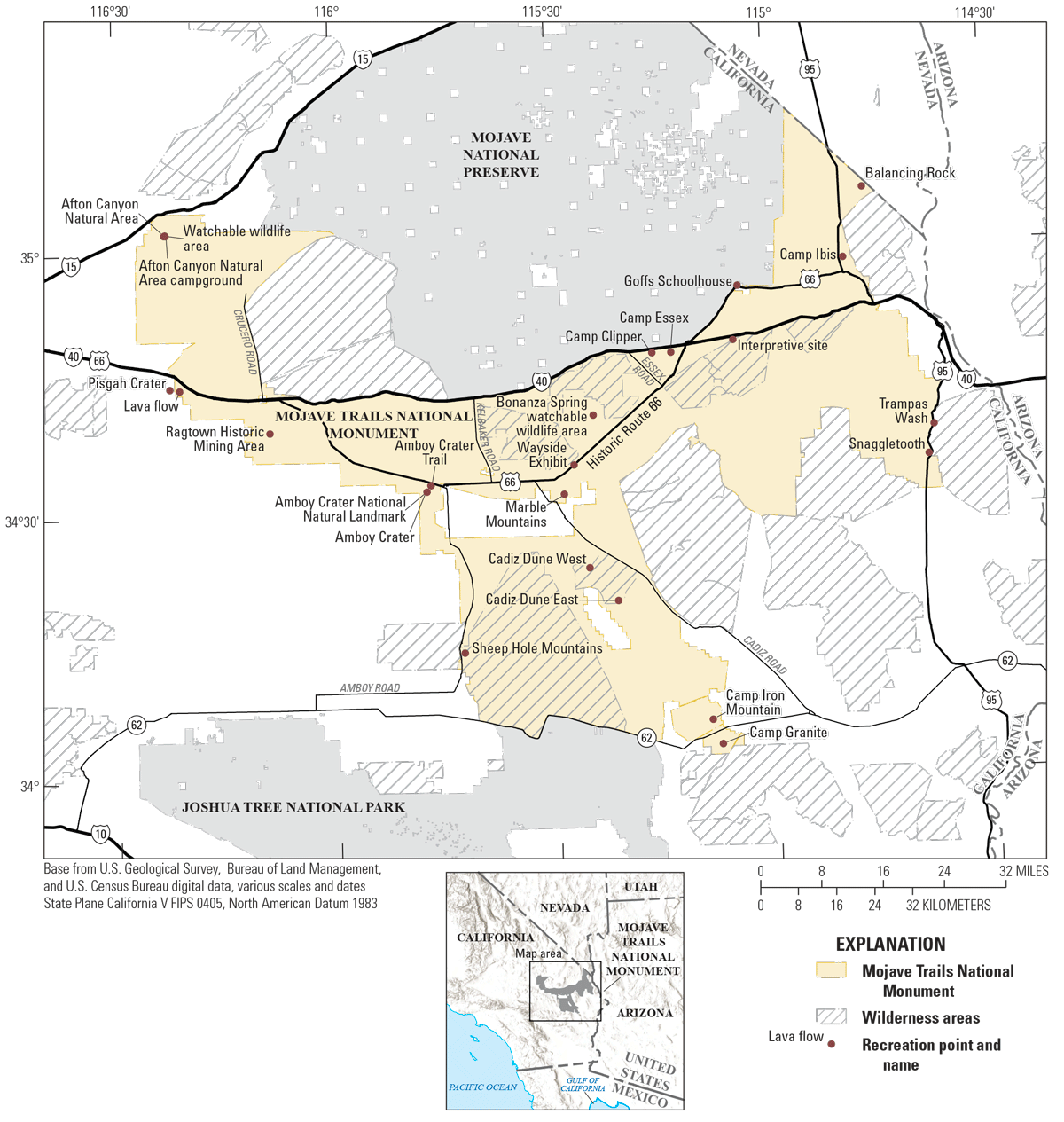Mojave Trails National Monument is situated just north of Joshua Tree National Park
and south of Mojave National Preserve.
