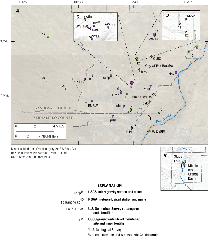 Monitoring stations are distributed throughout the study area and are clustered in
                        a few locations.