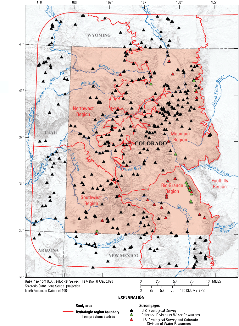 Figure 2. Data points on map for 418 streamgages