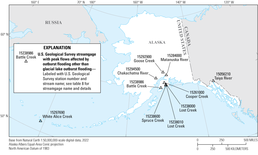 The selected streamgages are located in southern Alaska from the Aleutian Islands
to southeast Alaska.