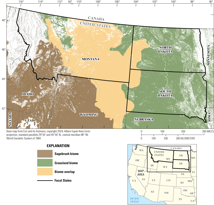 Montana has more biome overlap, whereas North Dakota and South Dakota have more grassland
biome.