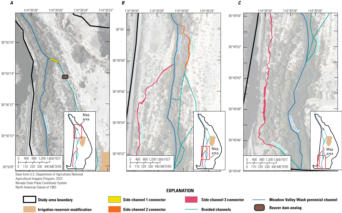6. Possible restoration modifications along Meadow Valley Wash at Stuart Ranch, near
                        Rox, Nevada
