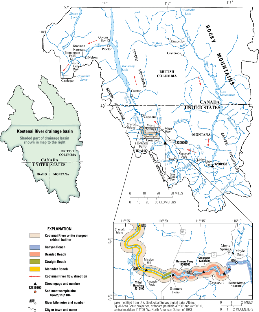 The study area is in the Braided and Straight Reaches of the Kootenai River in northern
Idaho