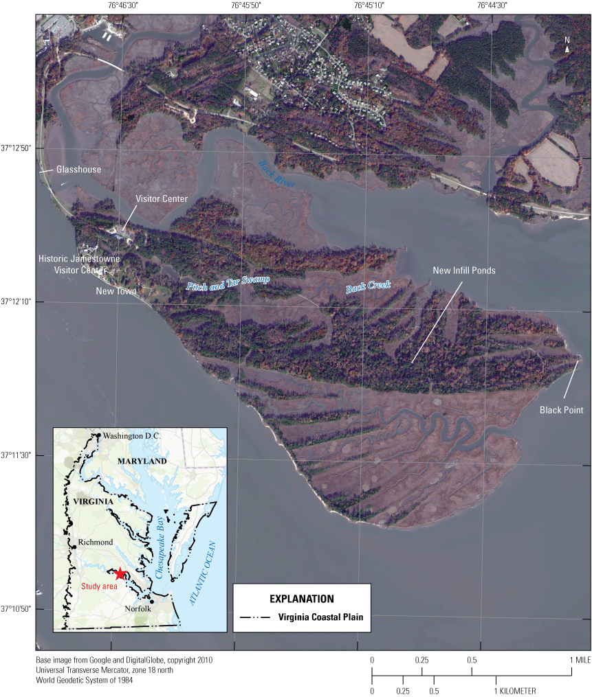 Map showing the study area, archaeological sites, and points of interest
