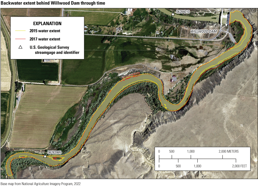 Pool area is larger in 2017, with 2015 having more incipient floodplain; significant
differences near the dam and three bank locations.