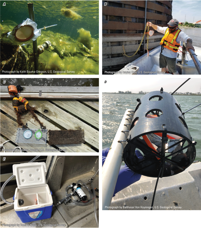 3. SPATT samplers can be deployed in numerous ways. They can be attached to chains
                        or other secure structures at surface or depth. They can be placed in cages made of
                        metal or PVC. They can also be used as part of a flow-through system on a boat.