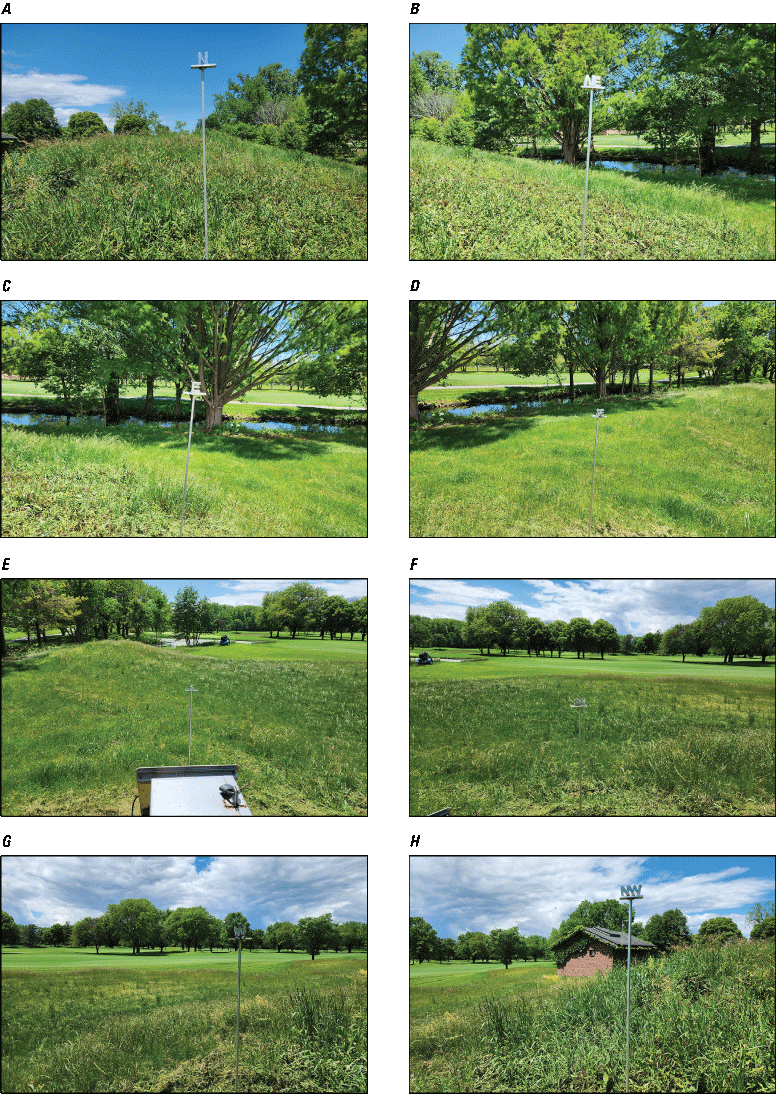 Eight photographs, one every 45 degrees from north at Rain Gage at Winnetka Golf Club
                  at Winnetka, Illinois.