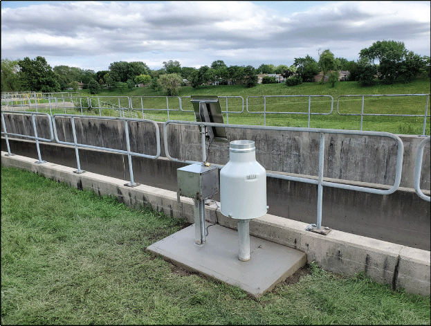 Photograph of the south view of the Rain Gage at Franklin Park, Illinois.