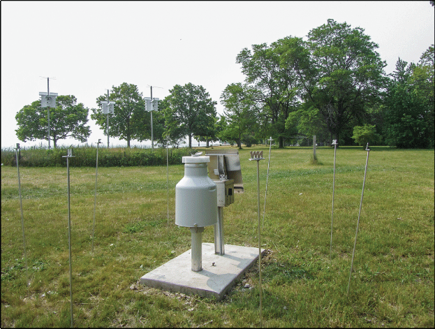 Photograph of the south view of the Rain Gage at Lake View, Illinois.