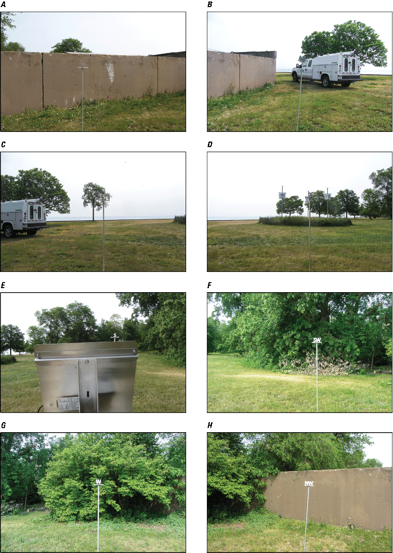 Eight photographs, one every 45 degrees from north at Rain Gage at Lake View, Illinois.