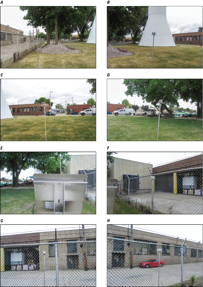 Eight photographs, one every 45 degrees from north at Rain Gage at Cicero, Illinois.