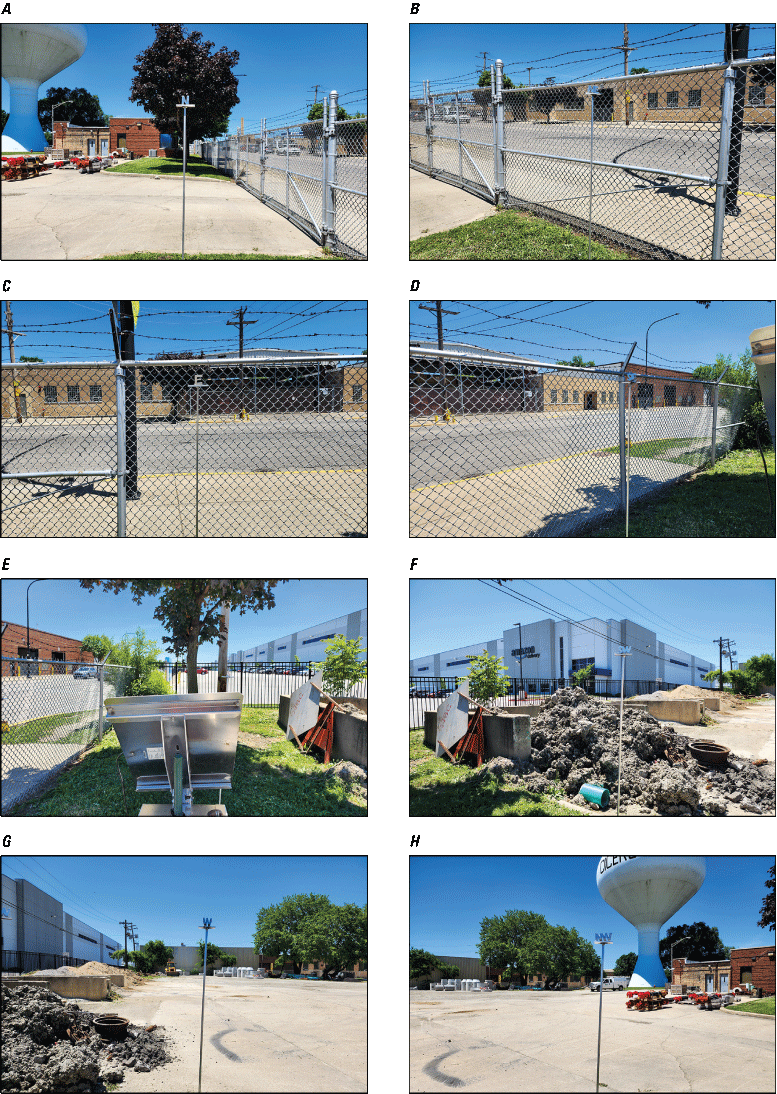 Eight photographs, one every 45 degrees from north at the second Rain Gage at Cicero,
                  Illinois.