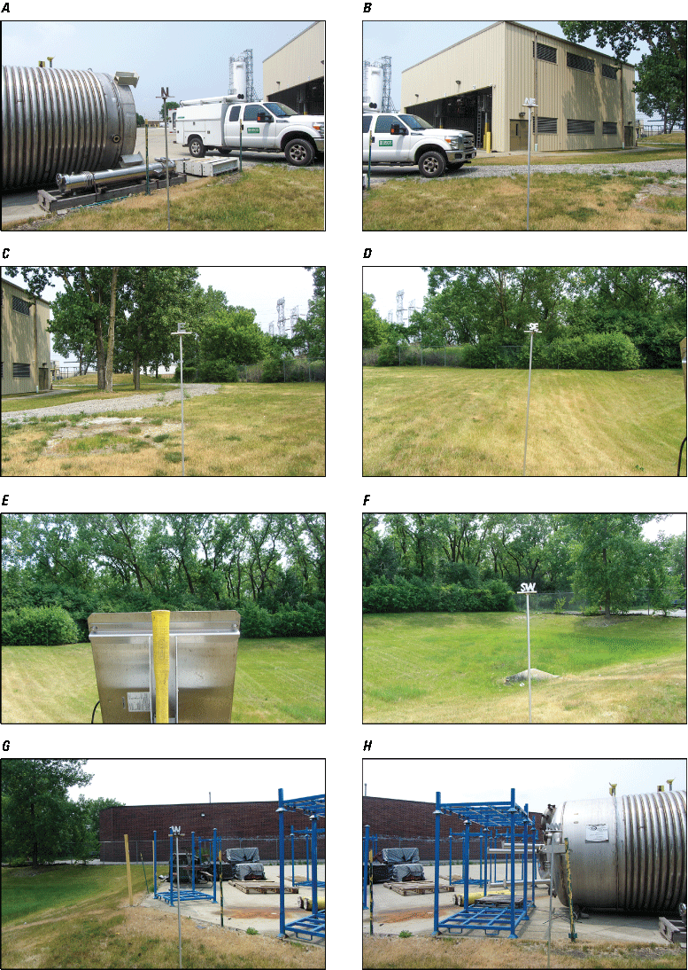 Eight photographs, one every 45 degrees from north at Rain Gage at Bedford Park, Illinois.