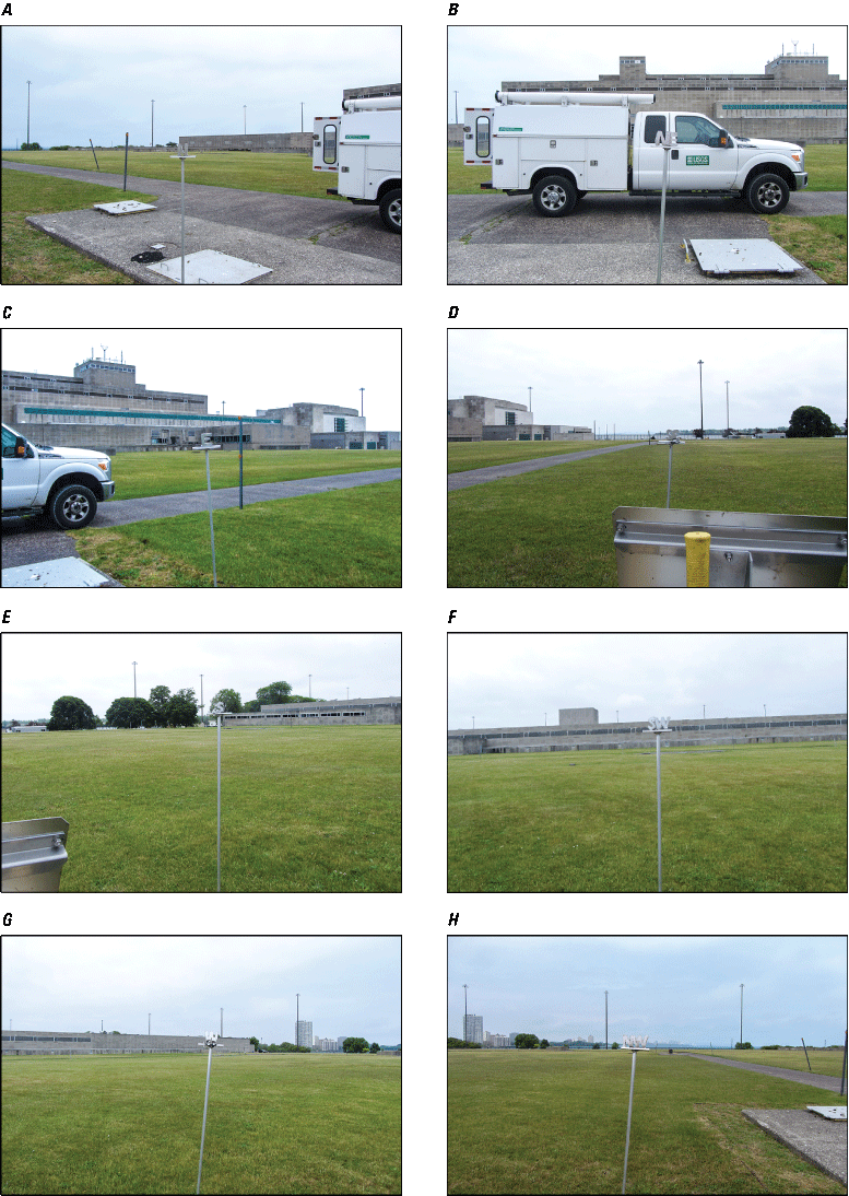 Eight photographs, one every 45 degrees from north at Rain Gage at South Shore, Illinois.