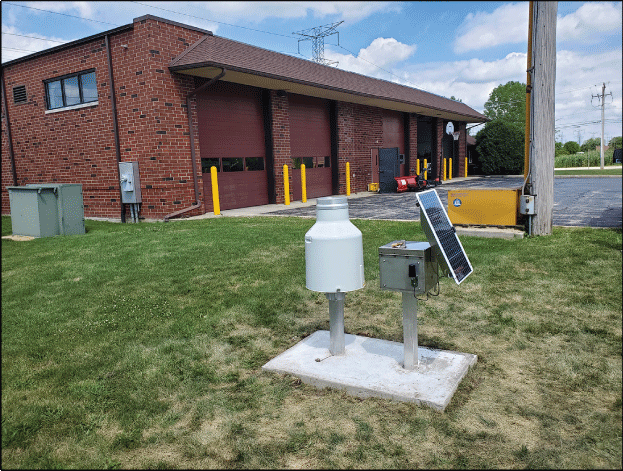Photograph of the northeast view of the Rain Gage at Palos Park, Illinois.