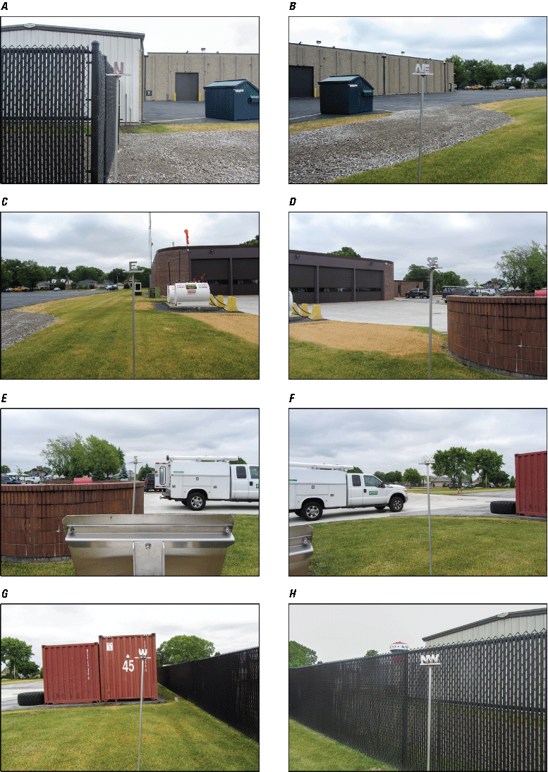 Eight photographs, one every 45 degrees from north at Rain Gage at Alsip, Illinois.