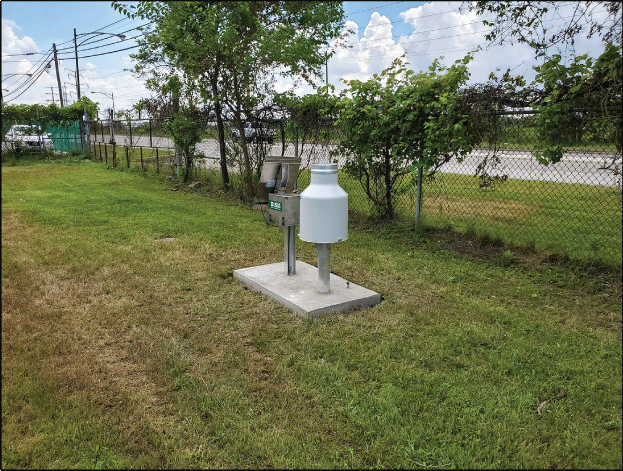 Photograph of the south view of the Rain Gage at Hegewisch, Illinois.