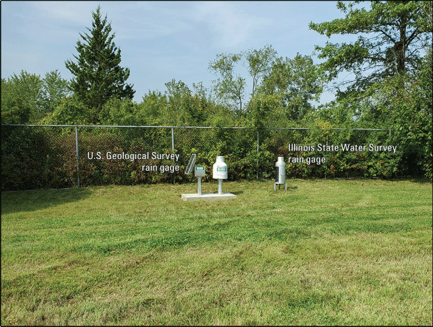 Photograph of the northwest view of the Rain Gage at Orland Park, Illinois.